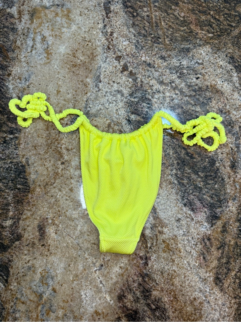 aerie Neon Yellow Scrunch Tie Bikini Bottoms - Picture 2 of 3
